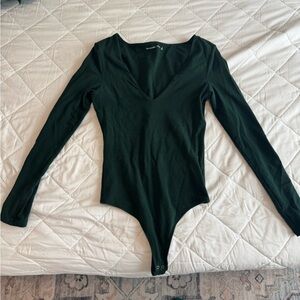 Abercrombie & Fitch Forest Green V-Neck Bodysuit